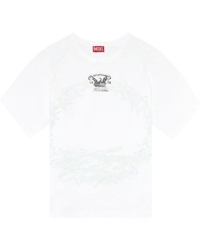 DIESEL T-Roxt-Q1 T-Shirt mit Logo-Print - Weiß