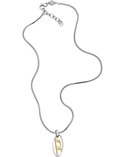 DIESEL Dx1421 ロゴペンダント ネックレス - ホワイト