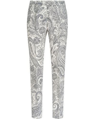 Etro Paisley-print Slim-cut Pants - Gray
