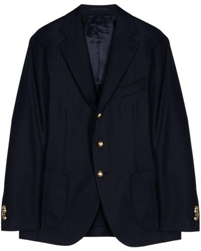 MAN ON THE BOON. Wool Single-breasted Blazer - Blue