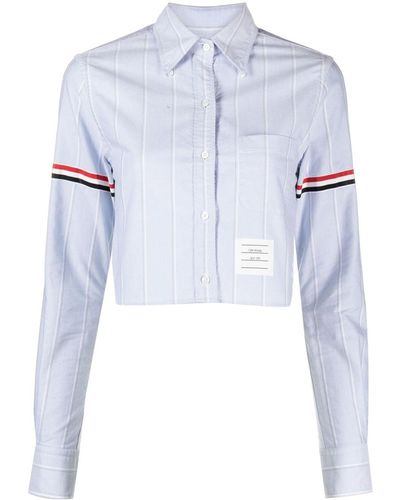 Thom Browne Rwb-stripe Cotton Shirt - Blue