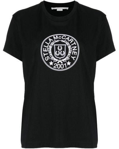 Stella McCartney Camiseta con logo estampado - Negro