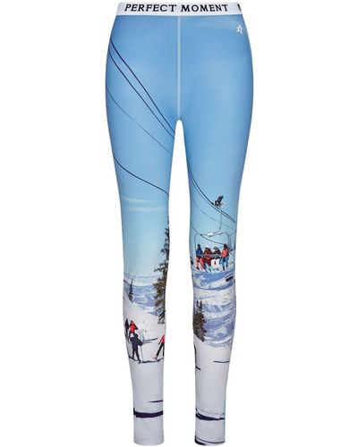 Perfect Moment X Dede Johnston Thermal Graphic-print leggings - Blue