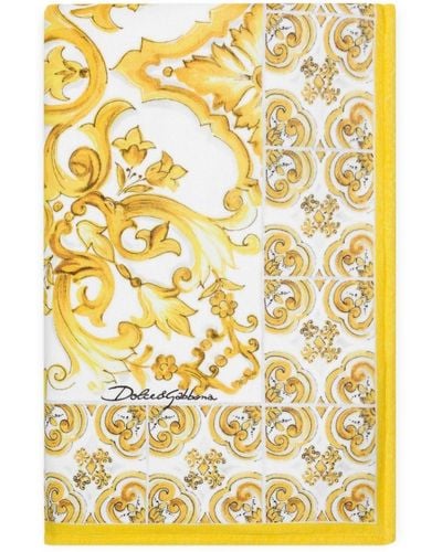 Dolce & Gabbana Majolica Print Beach Towel - Yellow