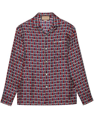 Gucci Horsebit-print Silk Shirt - Purple