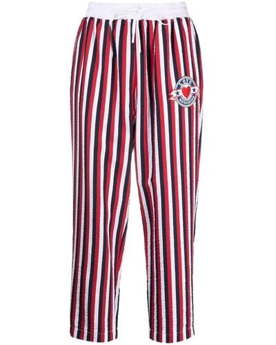 Love Moschino Striped Drawstring Trousers - Red