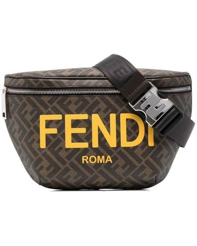 Fendi Logo-print Leather Belt Bag - Grey