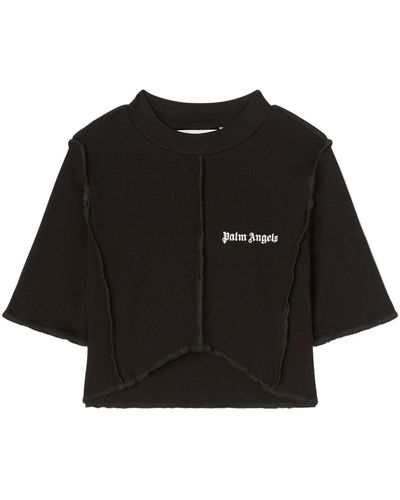 Palm Angels Top corto con logo - Negro