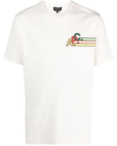 A.P.C. Logo-Print Cotton T-Shirt - White