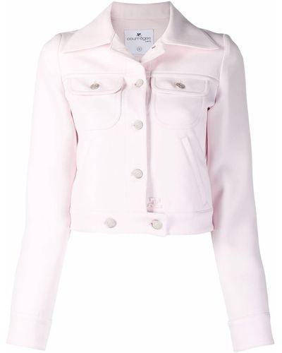 Courreges Notched-collar Cropped Jacket - Pink