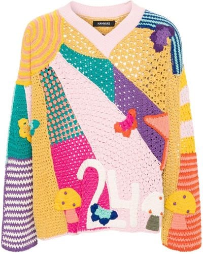 NAHMIAS Sunshine Crochet Sweater - Pink