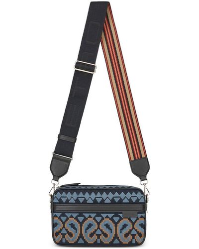 Etro Graphic-embroidered Cotton Crossbody Bag - White