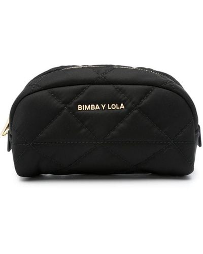 Bimba Y Lola Logo-lettering Quilted Make-up Bag - Black