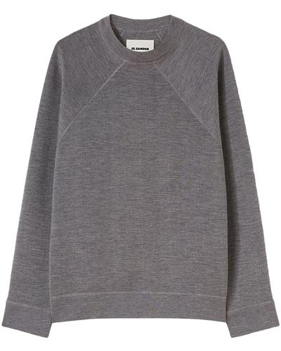Jil Sander Crew-neck Mélange-effect Sweatshirt - Gray