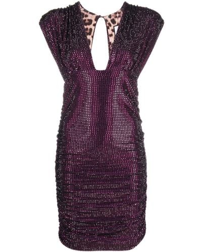 Philipp Plein Rhinestone-embellished Minidress - Purple
