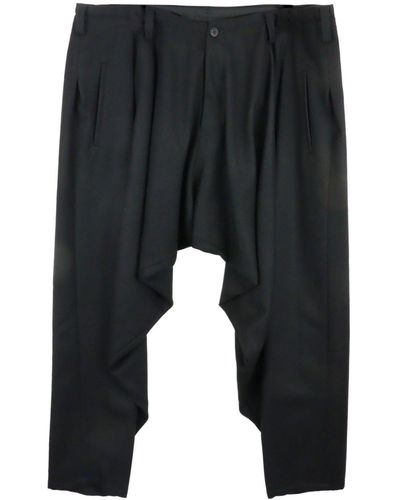 Yohji Yamamoto Drop-crotch Wool Trousers - Grey
