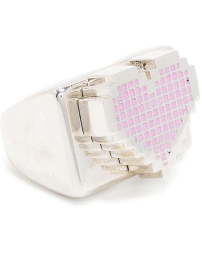 Natasha Zinko Pixel Heart Silver Ring - Pink
