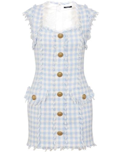 Balmain Mini-jurk Met Gingham Ruit - Blauw
