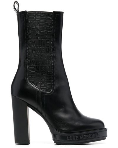 Love Moschino 110mm Platform Ankle Boots - Black