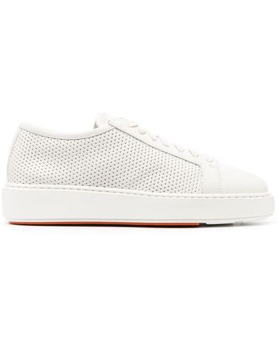 Santoni Perforated-detail Low-top Trainers - White