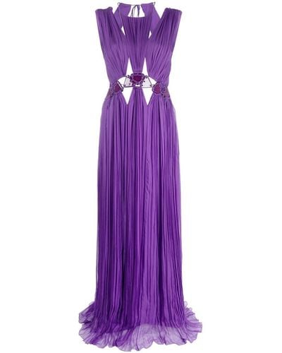 Alberta Ferretti Cut-out Halterneck Maxi Dress - Purple