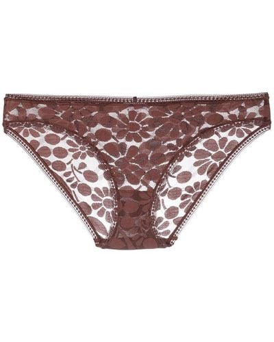 Eres Floral-lace Embroidered Low-rise Briefs - Pink