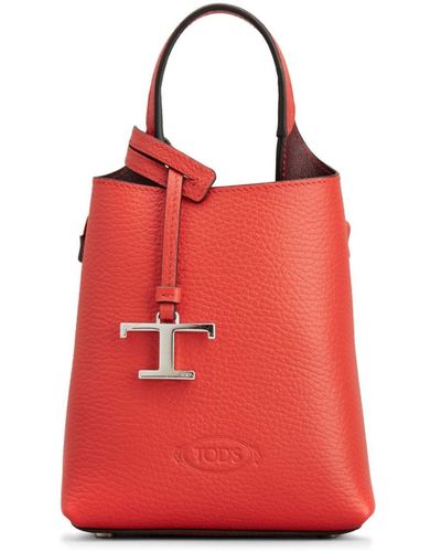 Tod's Mini Leather Tote Bag - Red