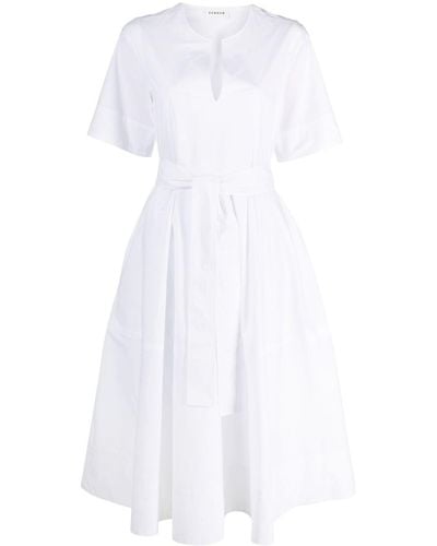 P.A.R.O.S.H. Short-sleeved Cotton Flared Dress - White