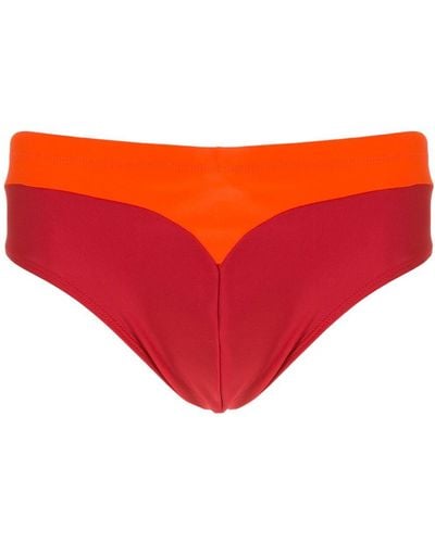 Amir Slama Short de bain bicolore à design à empiècements - Orange