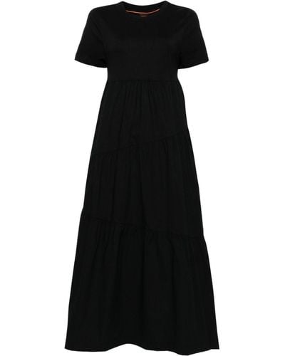 BOSS Tiered-skirt T-shirt Dress - Zwart