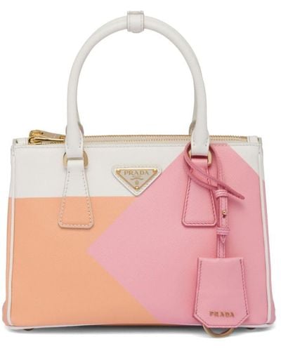 Prada Small Galleria Saffiano Leather Handbag - Pink