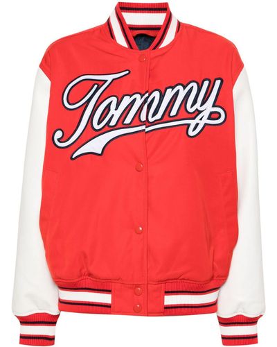 Tommy Hilfiger Twill-Jacke mit Logo-Patch - Rot