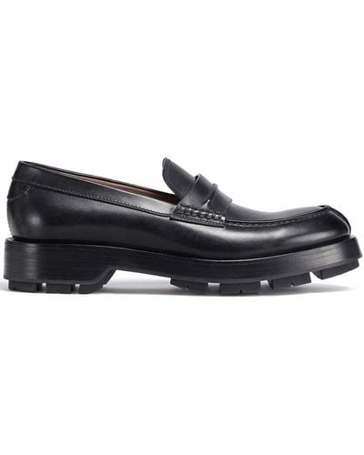 Zegna Udine Leather Lug-sole Loafers - Black