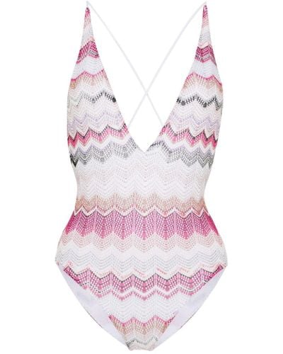 Missoni Wave Crochet-knit Swimsuit - Pink