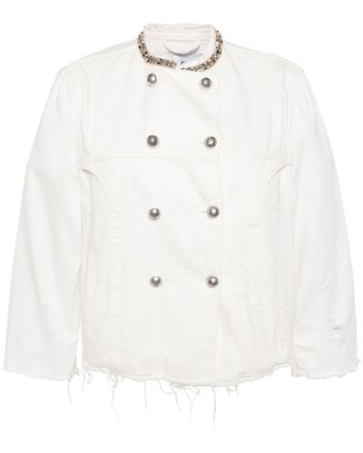 Ermanno Scervino Crystal-embellished double-breasted jacket - Weiß