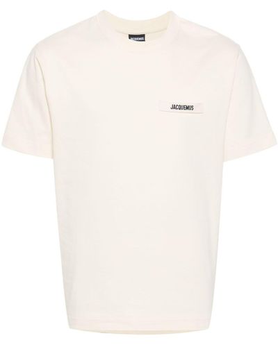 Jacquemus T-Shirt aus Baumwoll-Jersey mit Ripsband und Logostickerei - Weiß