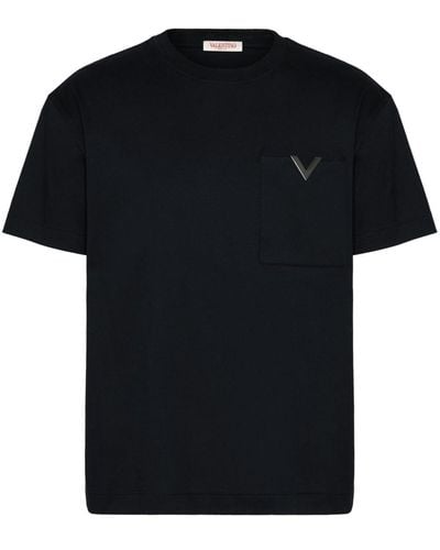 Valentino Garavani T-shirt en coton à plaque logo - Noir