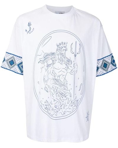 Amir Slama T-shirt con stampa Poseidon - Bianco