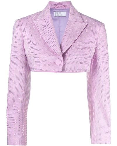 GIUSEPPE DI MORABITO Cropped Crystal-embellished Cotton-blend Blazer - Pink