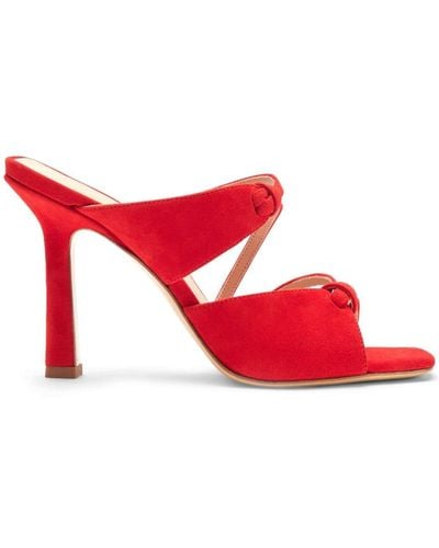 SCAROSSO Zoe 100mm Suede Mules - Red