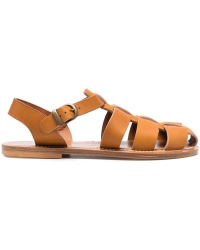 K. Jacques Caged-design Calf-leather Sandals - Brown