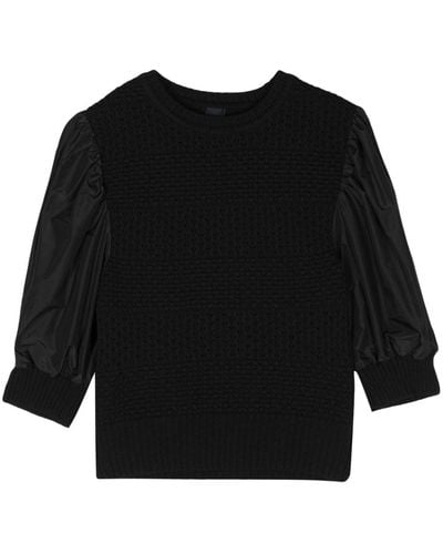 Juun.J Panelled Crochet Sweater - Black