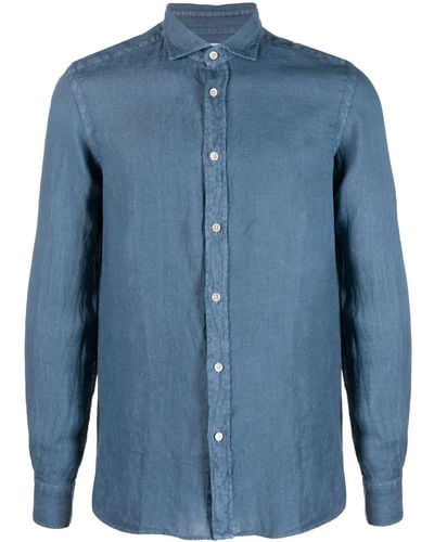 Boglioli Linen Long-sleeve Shirt - Blue