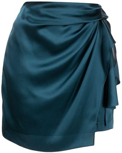 Michelle Mason ドレープ ミニスカート - ブルー