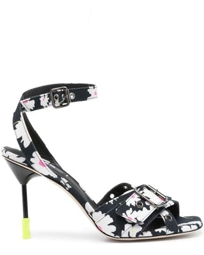 MSGM 105mm Floral-print Sandals - Black