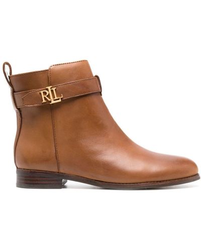 Lauren by Ralph Lauren Briele Leather Ankle Boots - Brown