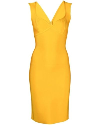 Hervé L. Leroux Sweetheart-neckline Pencil Dress - Yellow