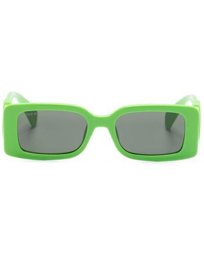 Gucci Chaise Lounge Rectangle-Frame Sunglasses - Green