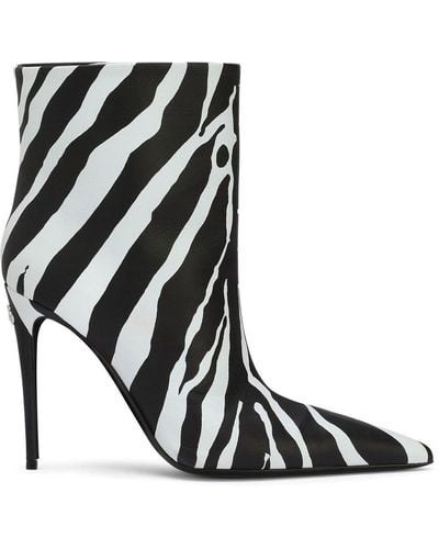 Dolce & Gabbana Zebra-print Ankle Boots - Black