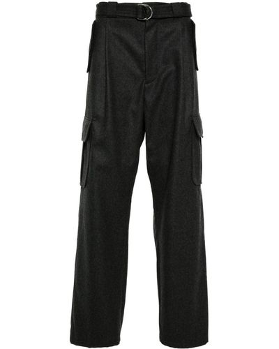 Prada Pleat-detail Wool Trousers - Black